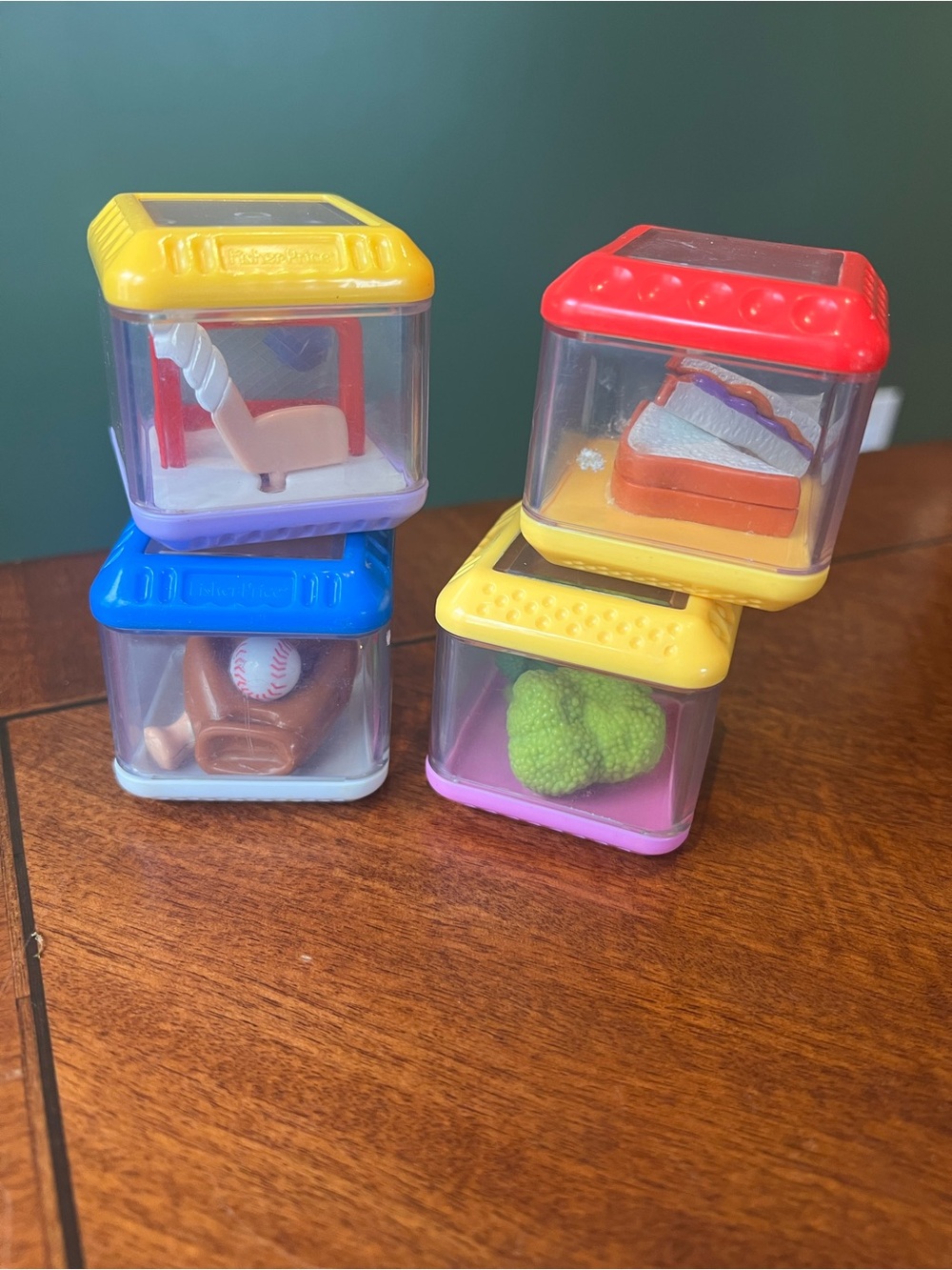 Fisher Price Peek A Block Sports  And Food Themed Toy lot Bundle